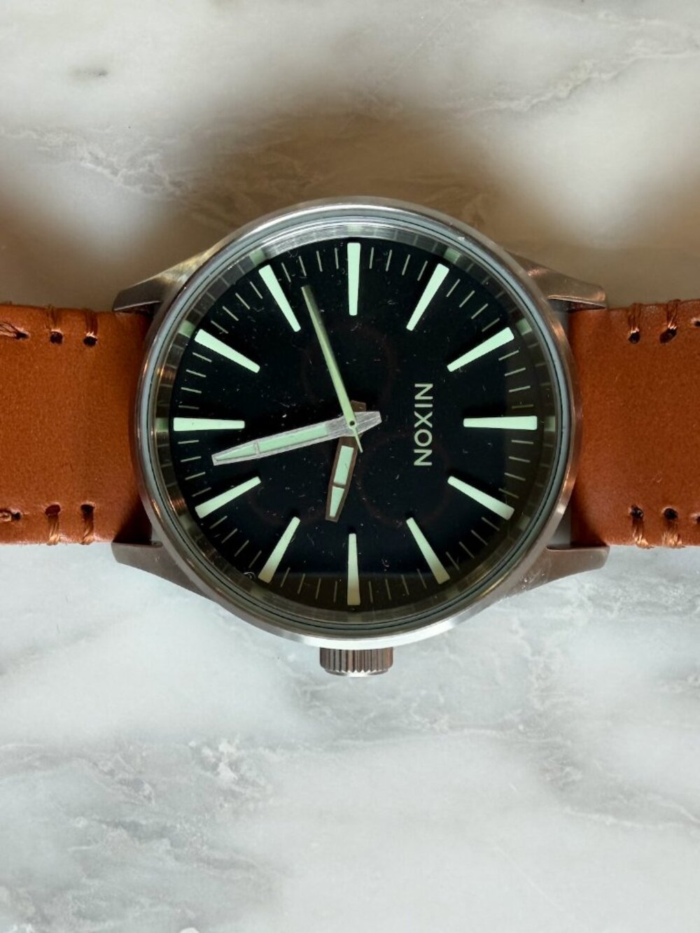 Brand new - Nixon Sentry 38 Leather Watch Brown Black Analog